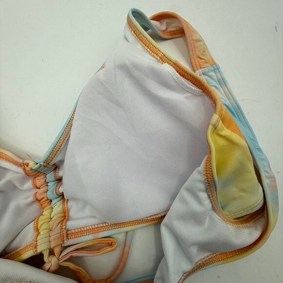 Roxy Bikini Top Size Large NWT Rainbow Cloud Bralette Tie Dye Beach Surf Swim - Picture 13 of 16